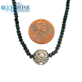 Black Spinel Beaded Necklace w/ One Diamond Bead - 17"
